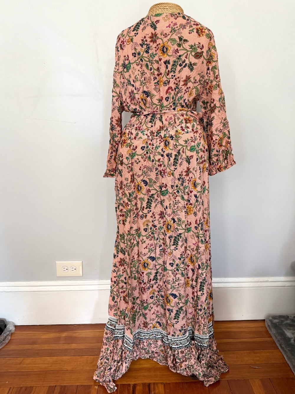 FARM Rio Pink Floral Clara Wrap Maxi Dress with Trim - Picture 3 of 7